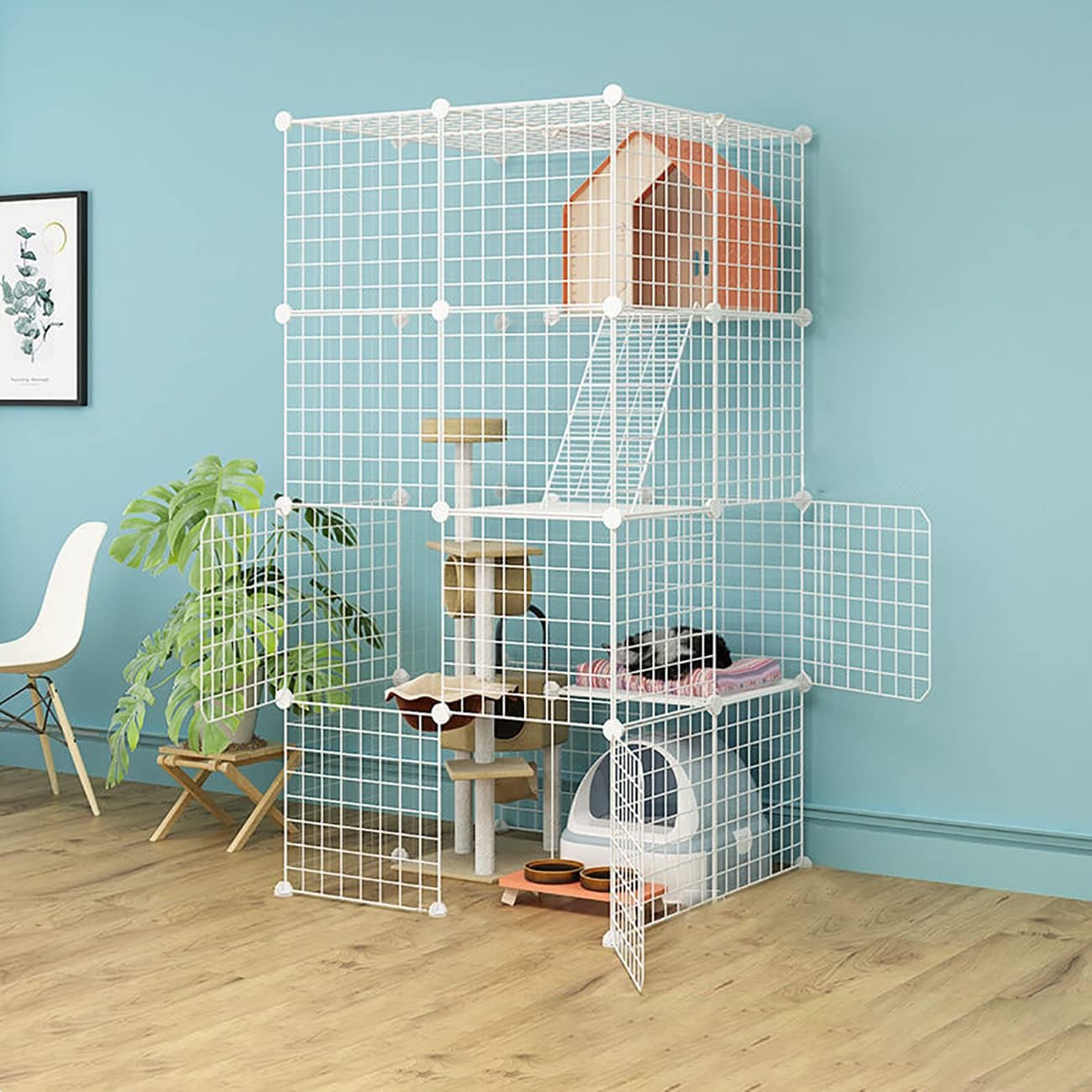 BAODBF Katzengehege 82.5×61.5×59.5cm - Faltbarer Auslauf Für Balkon & Zimmer