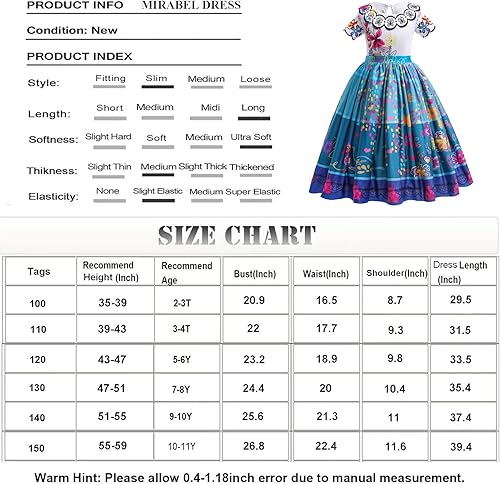 Miniatura 6 de Mirabel Isabella - Disfraz de cosplay para niños con peluca aretes bolsa para gafas