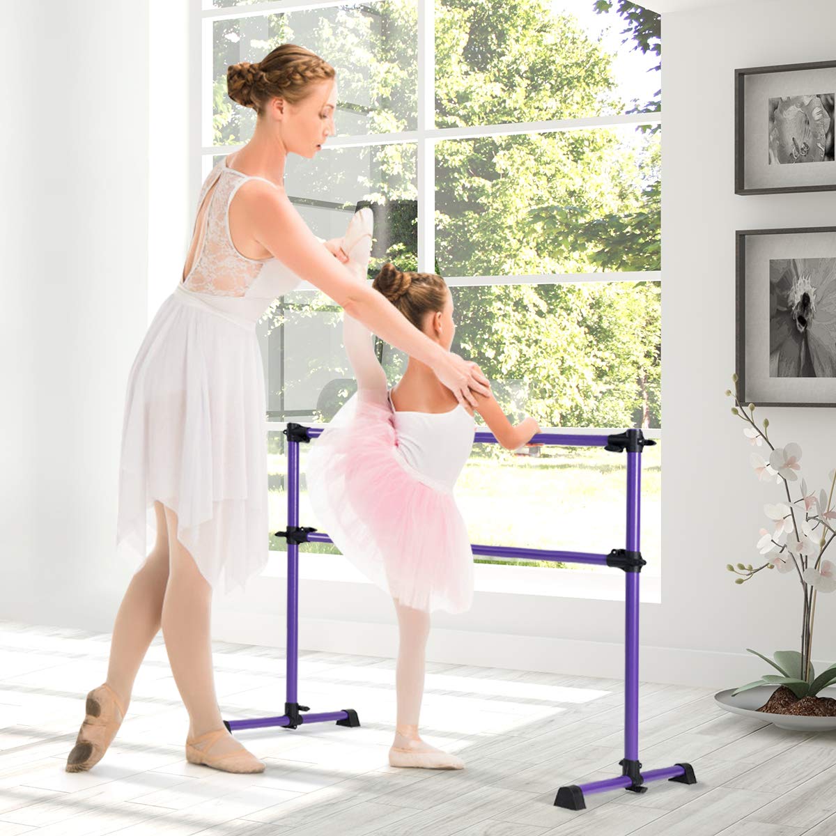 DREAMADE Ballettstange Höhenverstellbar, Ballet Bar aus Eisen, Stretchleiter Freistehend, Ballett Barre für Professionelle Tanz- und Bewegungstraining, für Kinder & Erwachsene