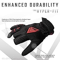 Vista 2 de Glove Station Hyper-Fit - Guantes tácticos de tiro y trabajo – Rojo, talla Grande, diseño sin dedos de 2 dedos para paintball y equipo de Airsoft