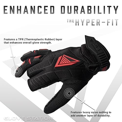 Miniatura 2 de Glove Station Hyper-Fit - Guantes tácticos de paintball  2 diseños sin dedos para paintball y equipo de Airsoft para hombres con excelente agarre