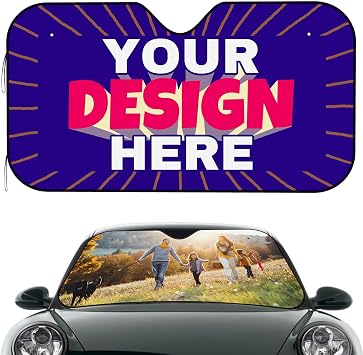 Custom Car Windshield Sun Shade with Photo Medium 30 x 55 inches