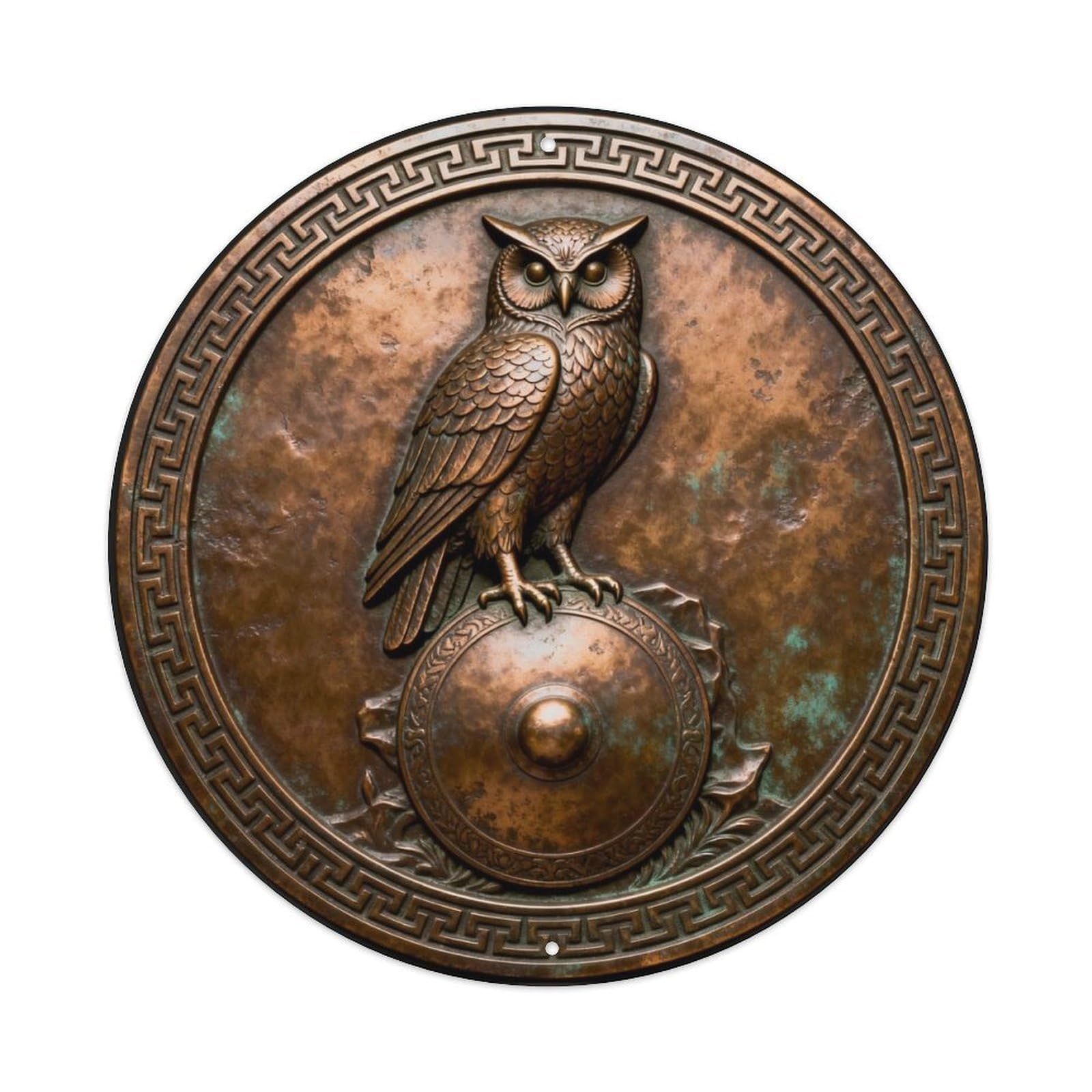 Athena Owl Shield Wisdom Metal Tin Sign Plaque