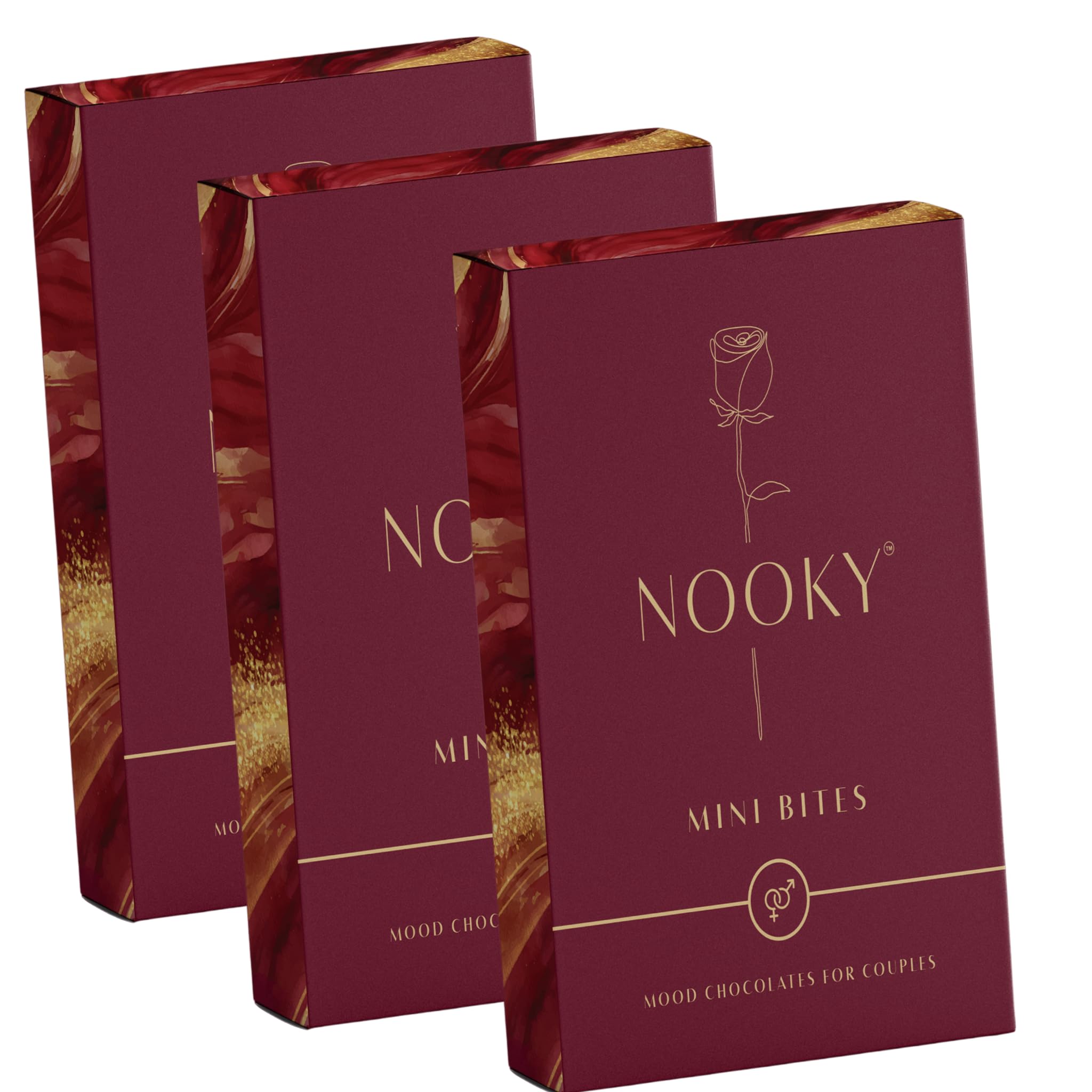 NOOKY MINI BITES for Men and Women | Premium Mood-Uplifting Dark Chocolate and FREE Saucy Scratch Card | Vegan & Gluten-Free Delight (Set of 3)
