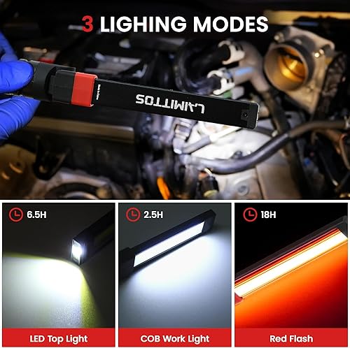 Miniatura 3 de Luz de trabajo recargable de 2500 mAh magnética LED luz de trabajo linterna mecánica herramienta de luz para hombres él, lámpara plegable con gancho