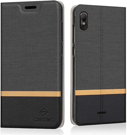 RIFFUE Funda Wiko View 2 Go, Carcasa Delgada Libro de Cuero con Tapa Cartera de Ranura y Billetera Elegante Case Cover para Wiko View 2 Go - Negro