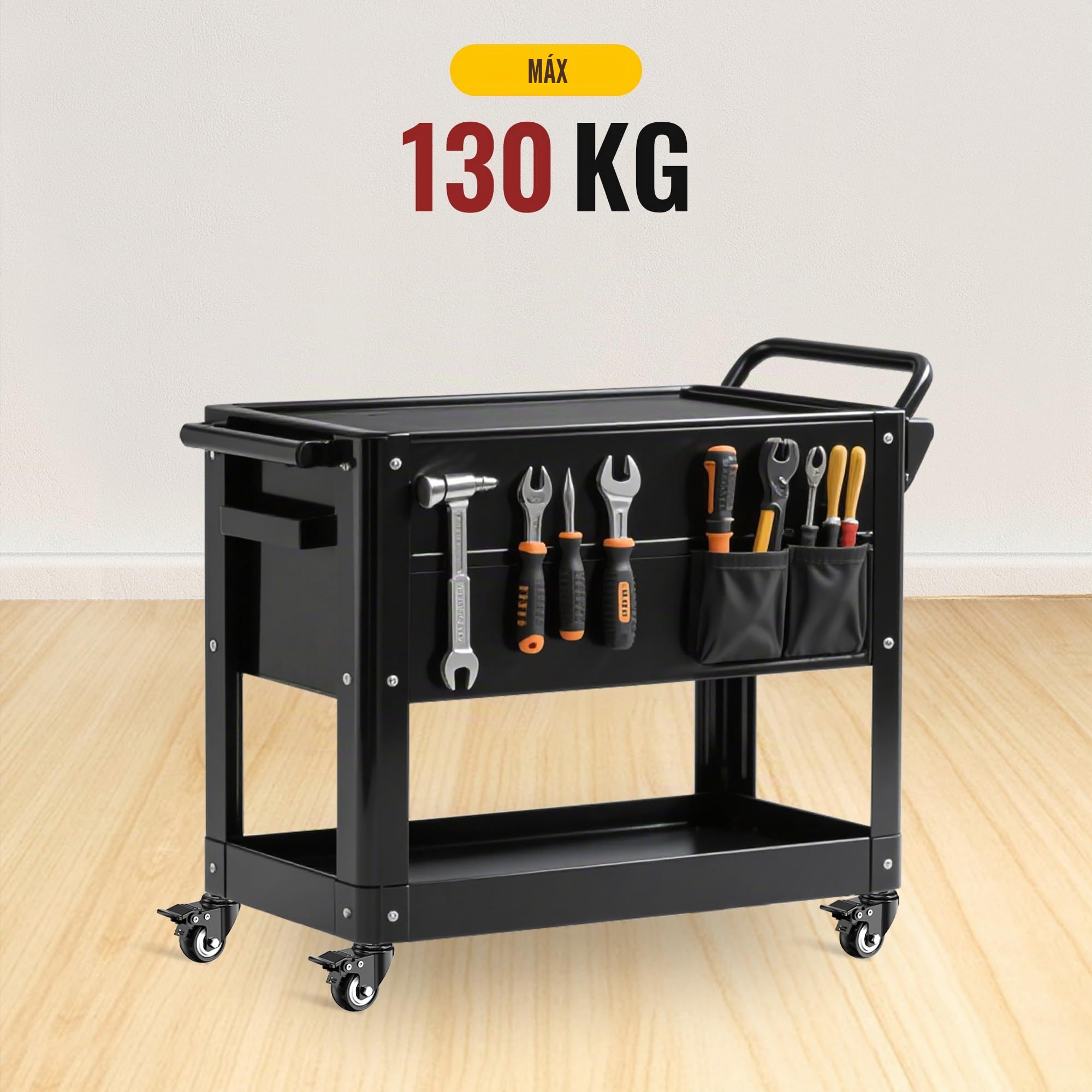 HOLKIE Juego de 4 ruedas giratorias con freno M8 x 25mm 50mm Negro