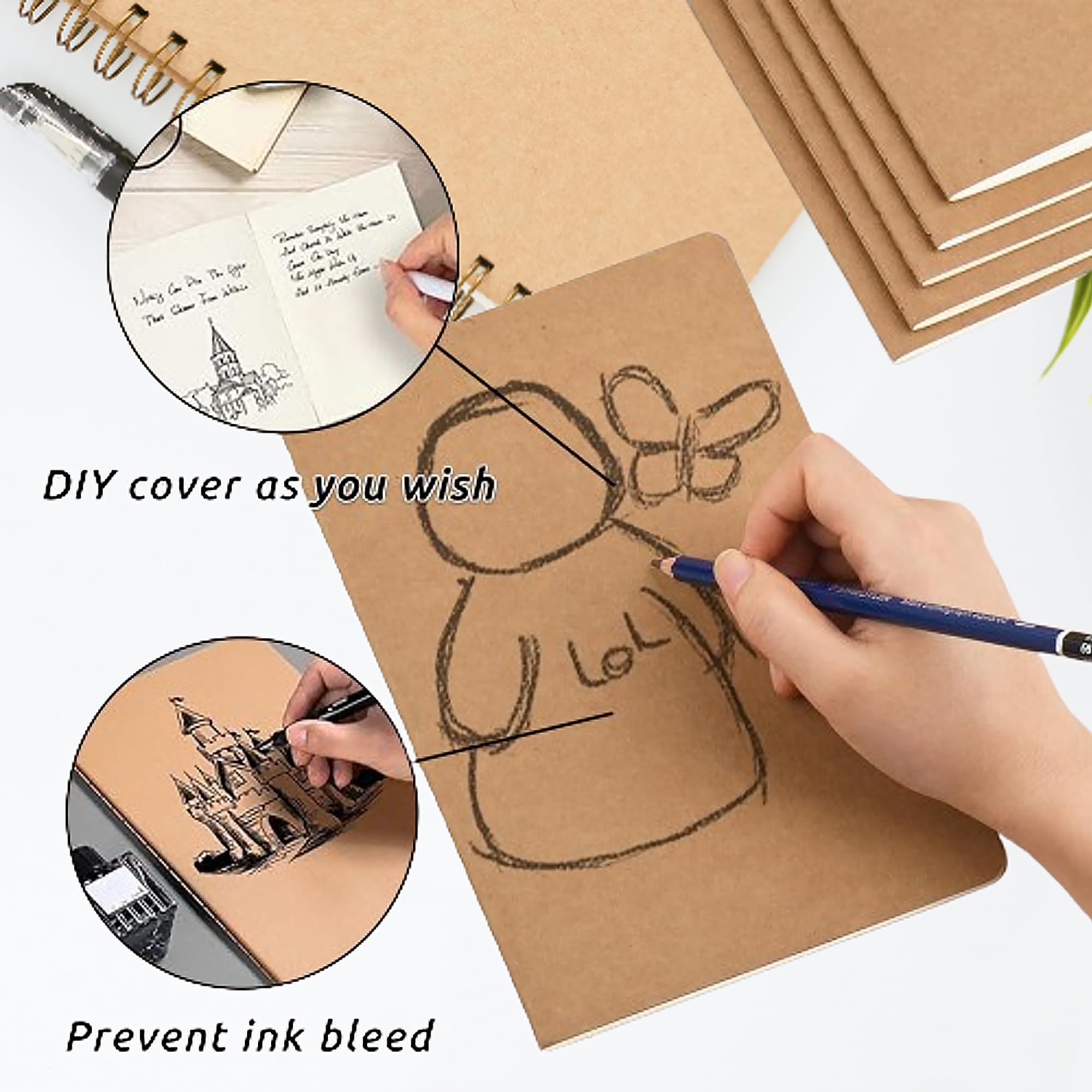 A5-Notizbücher, liniert, 21,1 x 14 cm, Kraftpapier, Tagebücher für den Bürogebrauch, glatte Schreibseiten mit reduziertem Durchlaufen von Tinte, professionelles Design für Geschäftsnotizen