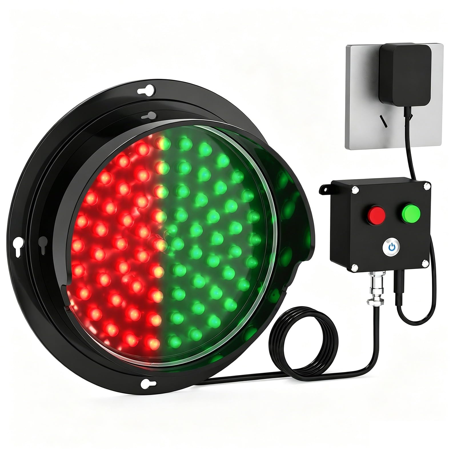 Czerwono/Zielone Światło Stop LED, Dwufunkcyjne Przemysłowe Światło Ostrzegawcze, Wodoszczelne IP67, Sterowanie Przyciskowe, Podłącz I Użyj, AC100-240V, Rampy Przeładunkowe, Parkingi(30cm/12in)
