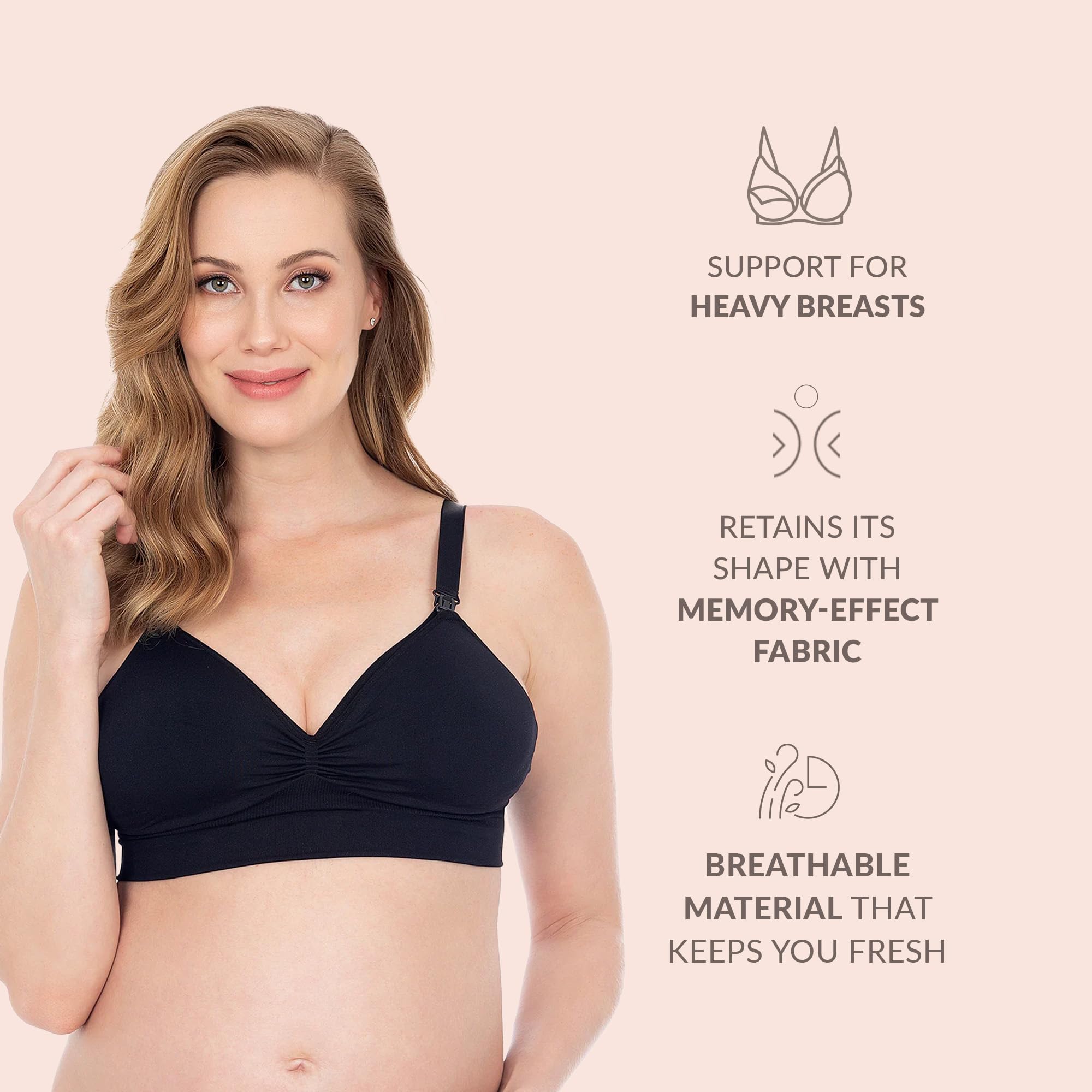 PLIE Nursing Bra for Women, Seamless Sides Bra, Easy Front Opening with Click Closure Bra, Supports Large and Heavy Breasts