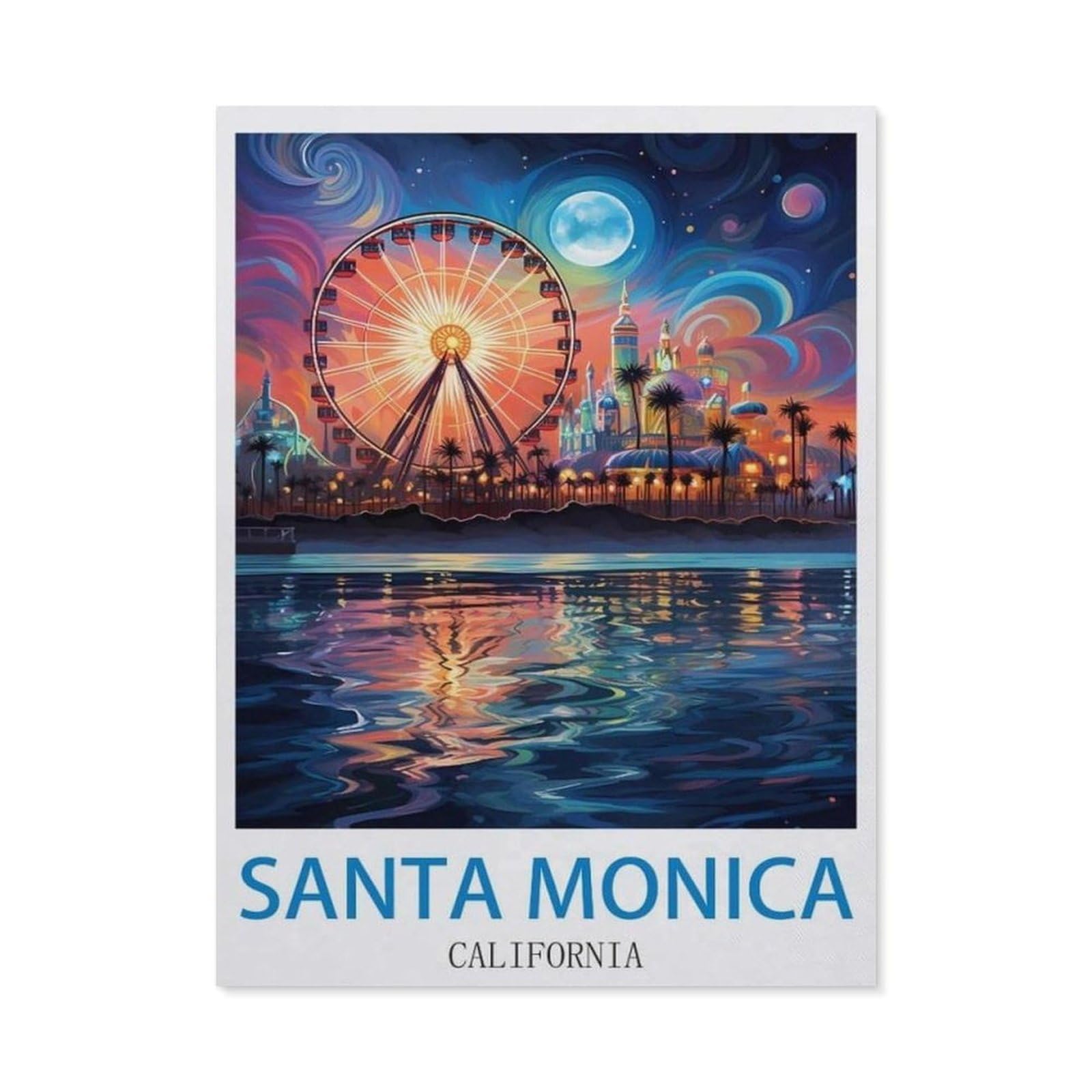 BEAYODKP Full Diamond 5D DIY Diamond Painting，Santa Monica California，3D Diamond Embroidery Cross Stitch Mosaic Needle Works（30 x 40 cm/11.81 x 15.74 inches）-CJ88