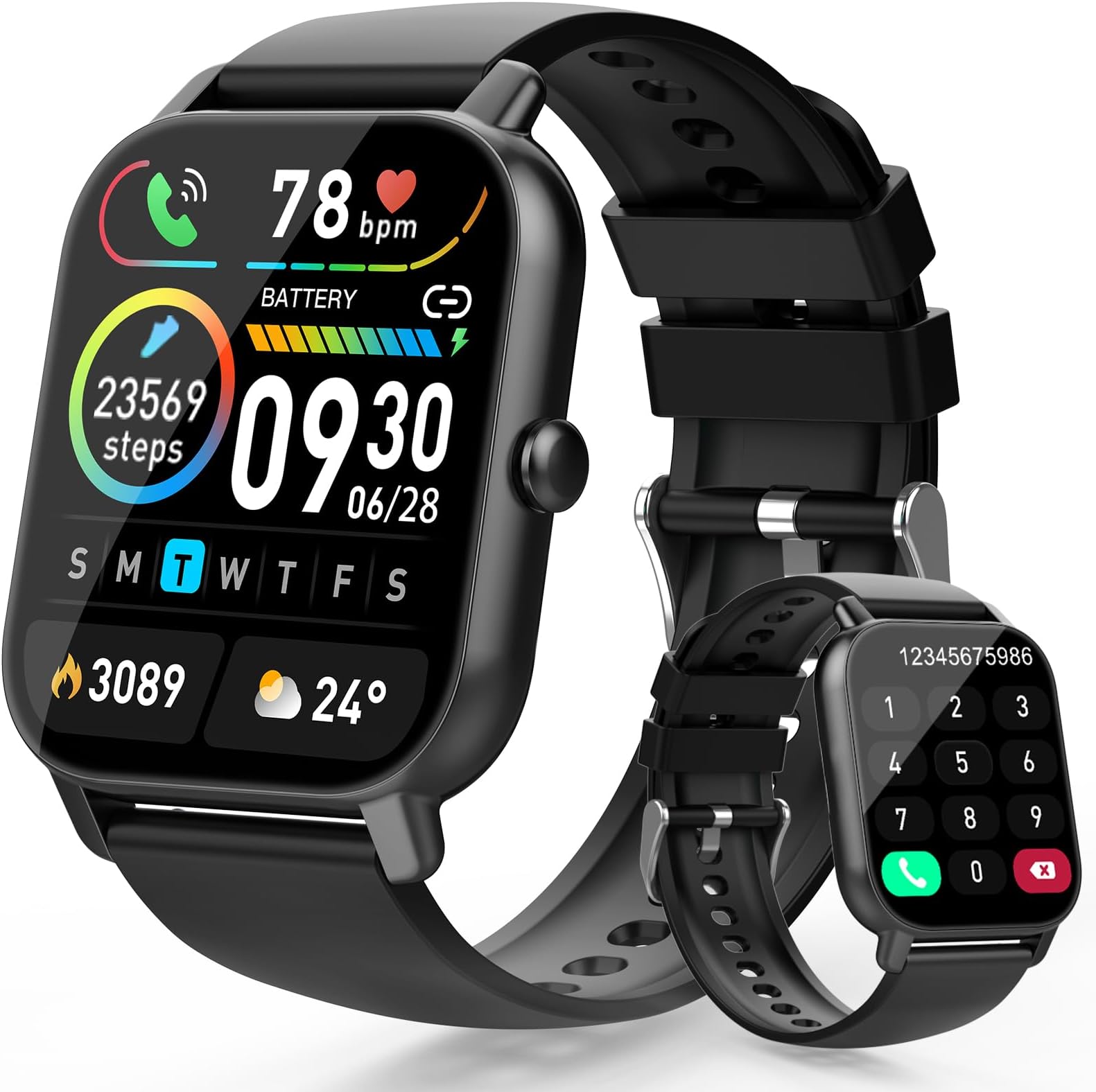 Aptkdoe Smart Watch Answer/Make Calls, 1.85" HD Touch Screen Fitness Watch for Men Women, 100+ Sports Modes, Step Counter, Heart Rate Sleep Monitor, IP68 Waterproof Activity Tracker for iOS Andriod