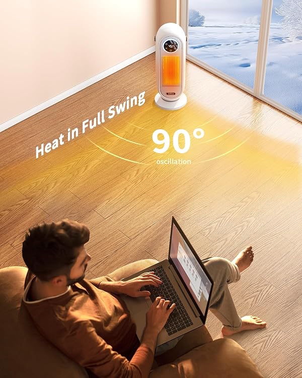 Space Heaters for Indoor Use, 16 Inch Portable Electric Heater for Office, 1500W Fast Heating Space Heater with Thermostat, 90°Oscillation, 12H Timer, Remote, Safe, Ultra-quiet Room Heater by antime - Image 8