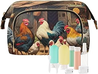 Kigai Farm House Roosters Makeup Bag Cosmetic...
