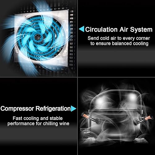 Miniatura 8 de LEADZM Refrigerador de vino independiente de 34 botellas, refrigerador de vino con compresor, mini bodega para vino tinto, blanco y champán con