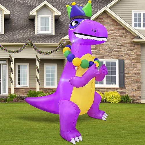 TURNMEON Decoraciones inflables de Mardi Gras de 35 pies bufón inflable para exteriores inclinado fuera de la ventana con luces LED decoraciones de