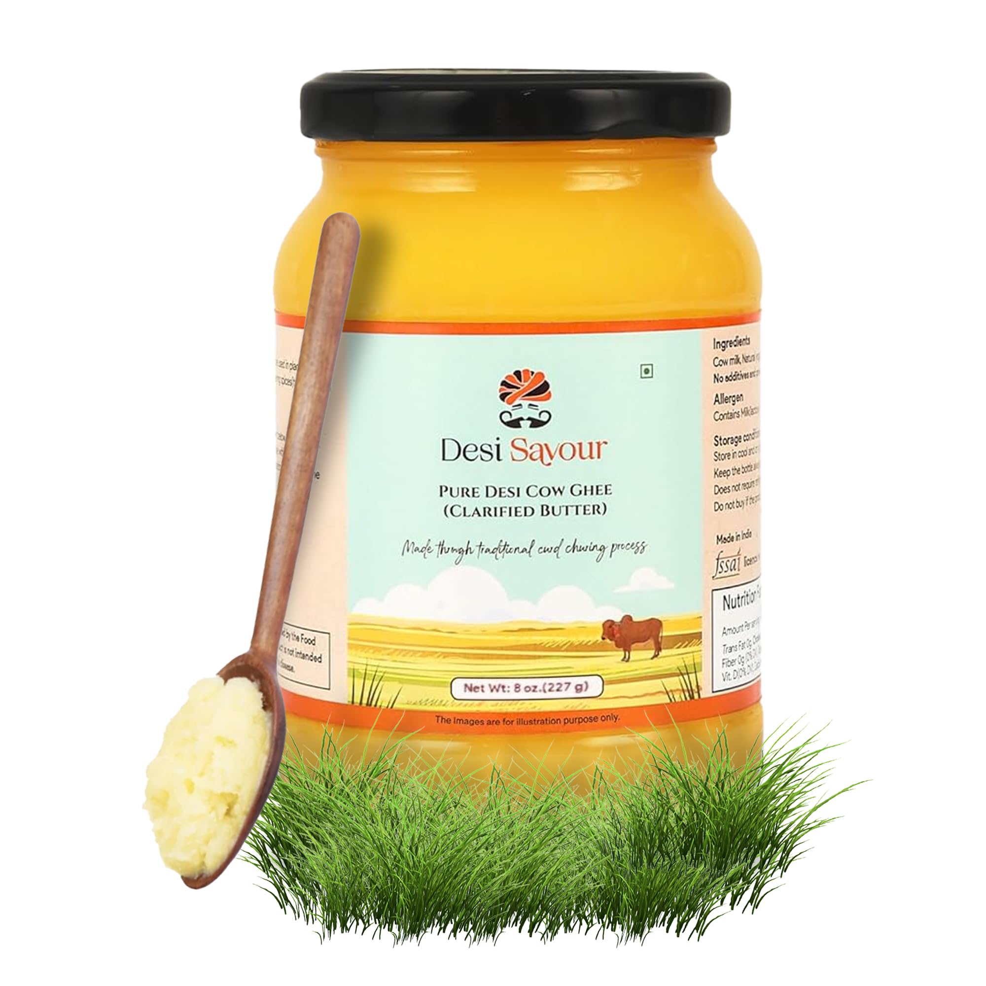 Organic Grass Fed A2 Ghee butter India, Unsalted Gir Cow Clarified Butter, Certified Pasture Raised,Organic Ghee Oil – Perfect for Paleo, Heart Friendly , Keto, Lactose , Gluten,Casein Free Diet Contains Vitamins & Omegas -8 Oz (17 Servings)