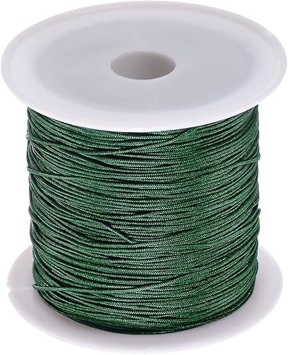 Miniatura 9 de HARFINGTON 1 rollo de hilo de nailon para abalorios de 0.024 in, 50 yardas, cuerda de satén de nailon trenzado para pulsera, collar, kumihimo, vara