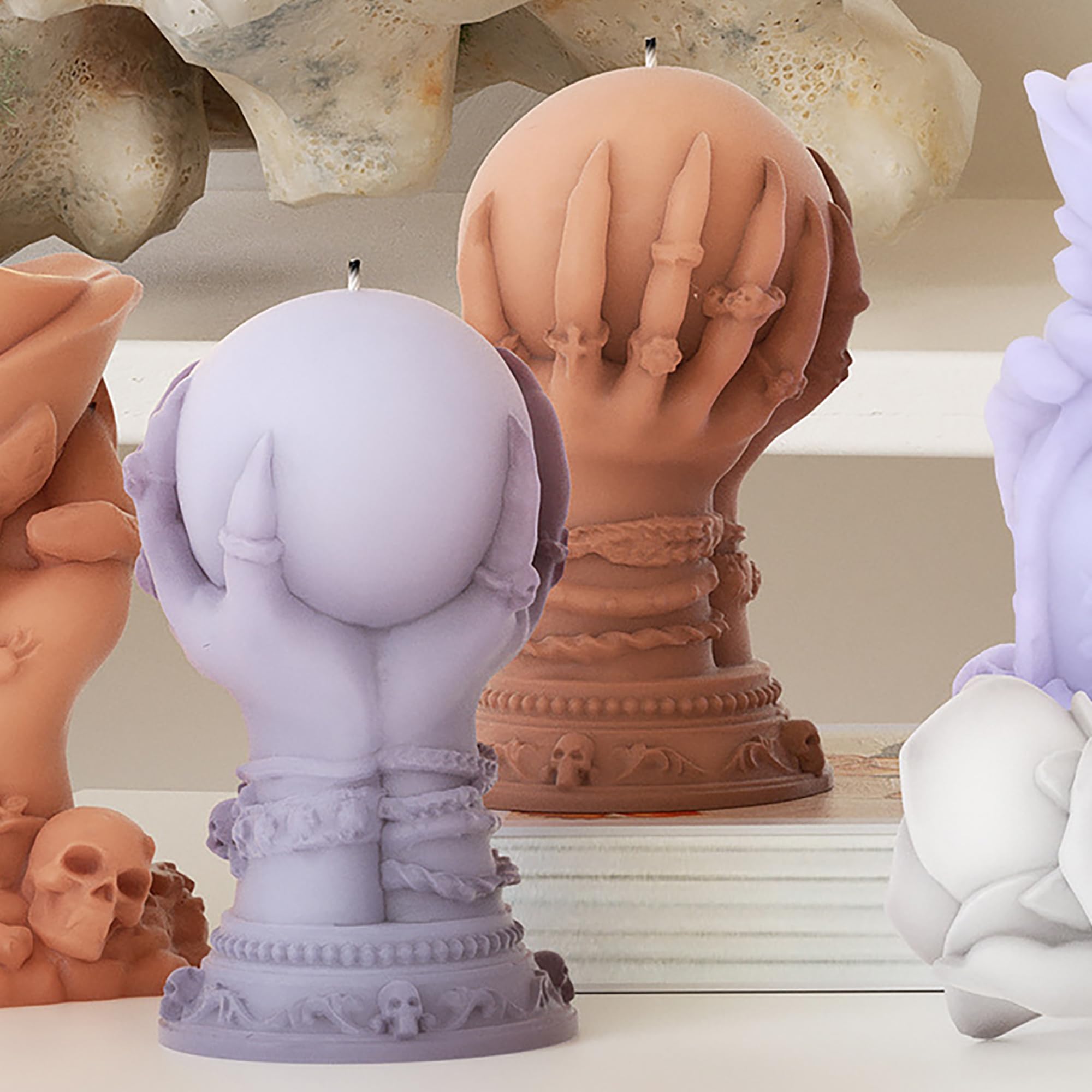 Skull Rose Crystal Ball & Ghost 3D Silicone Molds for Resin Candle & Body Soap Making