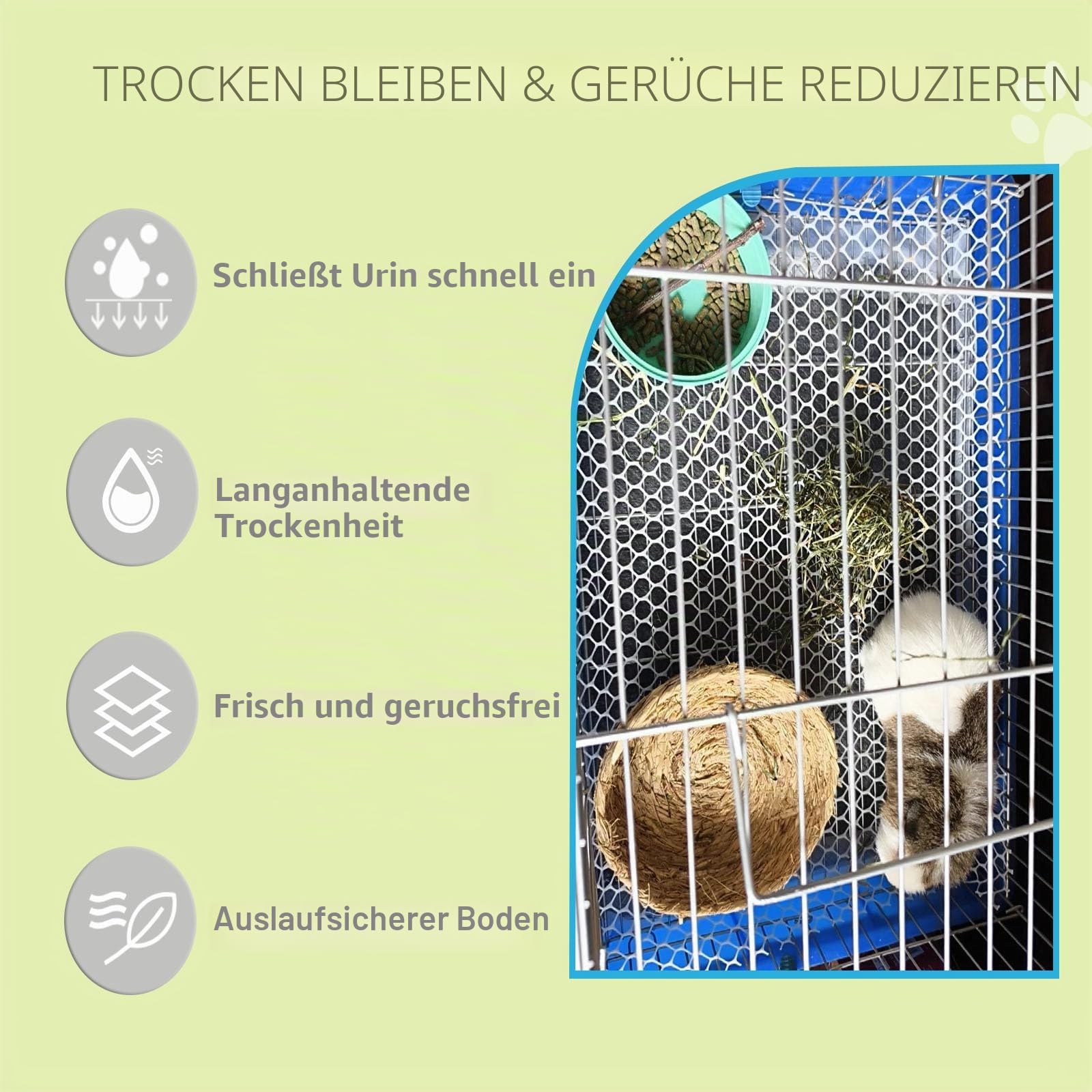 PIPI Matten für Kaninchen, Hygienematte für Meerschweinchen, 60 Stück Einweg-Käfigeinlagen mit Super Saugfähig & Geruchshemmend für Welpen Katzen Chinchillas Hamster Frettchen Lgel (60x45cm)