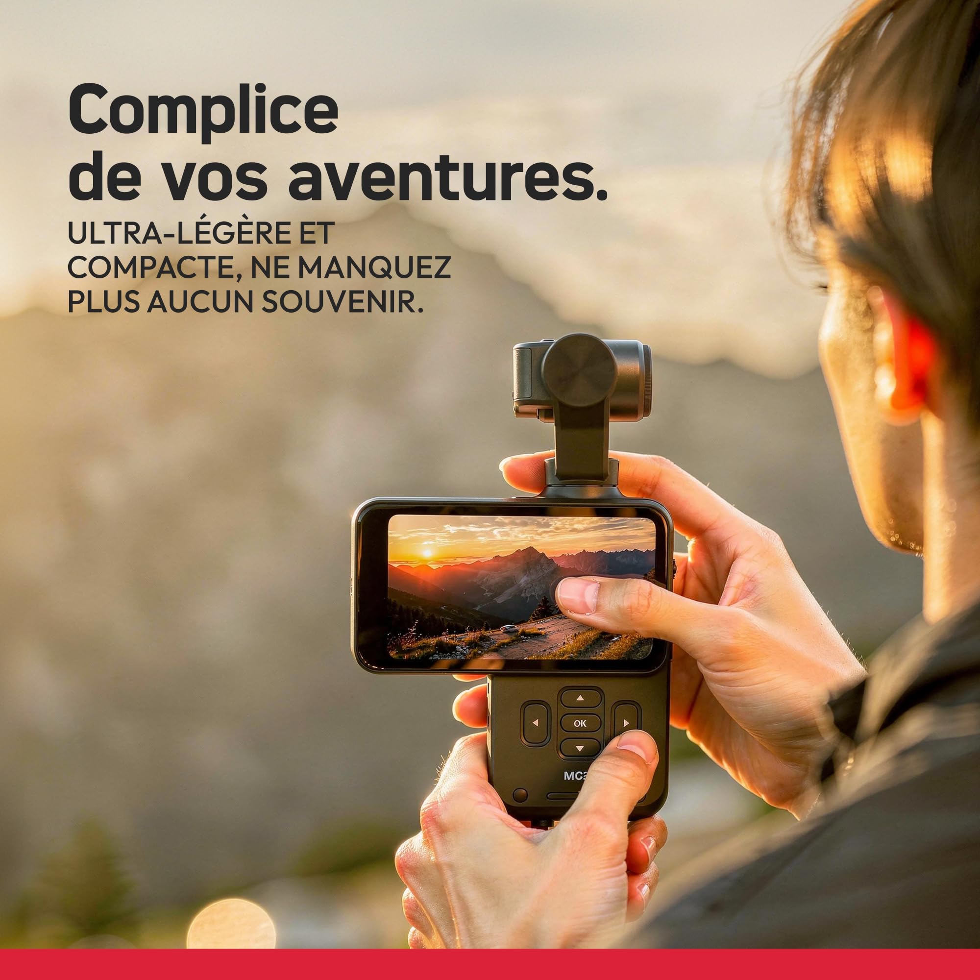 AGFAPHOTO - Caméra de Vlog - Realimove MC3X - Stabilisation 3 Axes, 4K Ultra HD 20MP, Écran Tactile Rotatif 3,5", Wi-FI, Suivi de Visage, Vision Nocturne IR, Grand Angle 120°, Caméra d'action - Noir