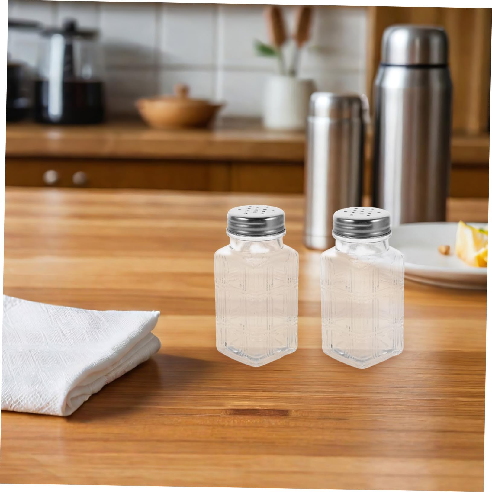 SOLUSTRE 16stücke Teiliges von Transparenten Gewürzgläsern aus Glas mit Deckeln zur Aufbewahrung von Gewürzen und Zutaten für Küche Quadratische Form für Stabiles Stand