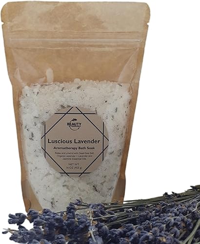 Miniatura 2 de Organic Lavender Aromatherapy Bath Salt - All Natural Relaxing Bath Soak with Essential Oils, Dead Sea Salt, Jojoba Oil and Organic Lavender 16oz