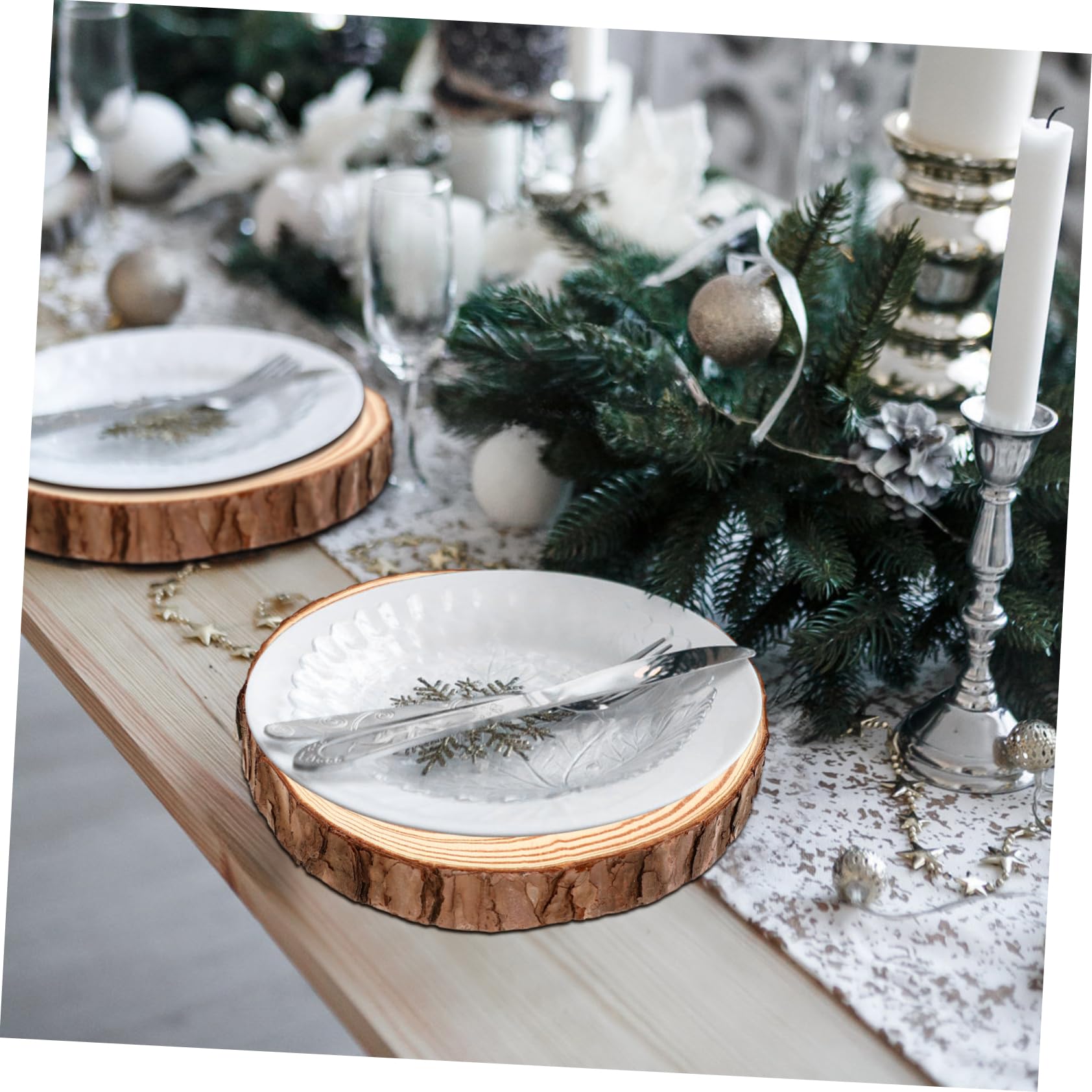 OSALADI 2 Pezzi Dischi in Legno Rotondi Non Finiti con Corteccia per Addobbi Natalizi e Decorazione Casa Fai da Te