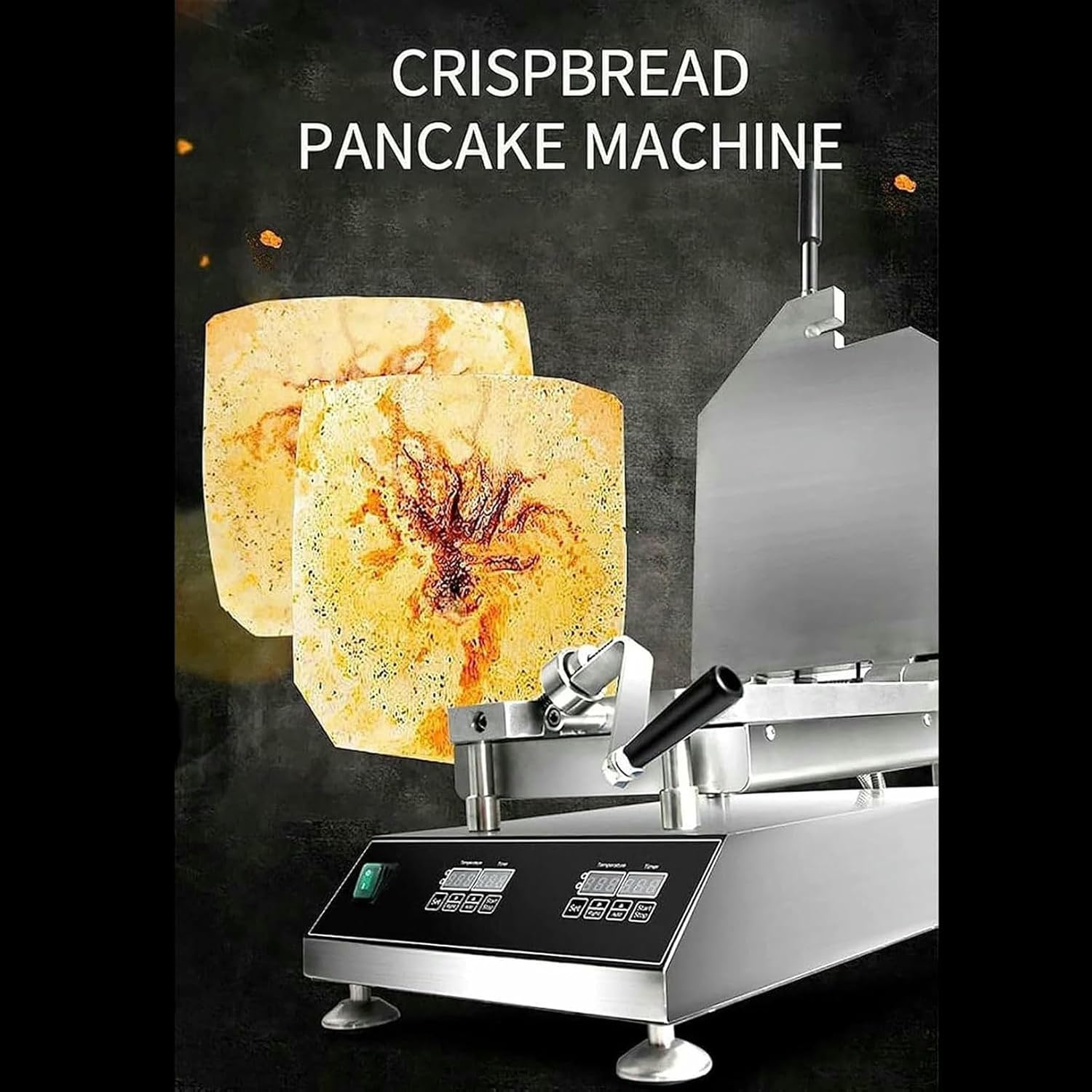 Freshly Made Prawn Tako Senbei Maker Machine, 2800W Seafood Fossil Cake Machine, 300x300mm Panel, Crepe & Pancake Grill Roaster, for Snack Shop, Restaurants, Cafes