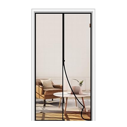 MAGZO Magnetic Screen Door 36 x 80, Reinforced Fiberglass Magnetic Door Screen Sliding Door Mesh with Full Frame Hook&Loop Fits Door Size up to 36