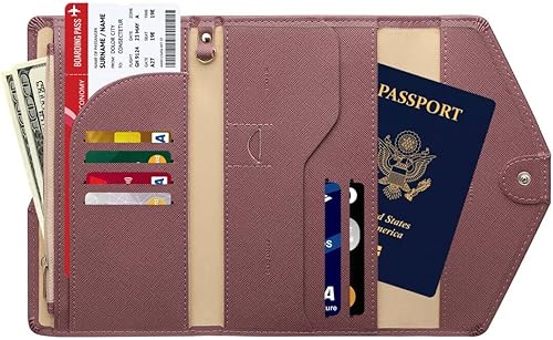Miniatura 2 de Zoppen - Billetera de viaje con bloqueo RFID multiusos (Ver.4) Portatarjetas de pasaporte y vacunas, organizador de documentos de tres pliegues