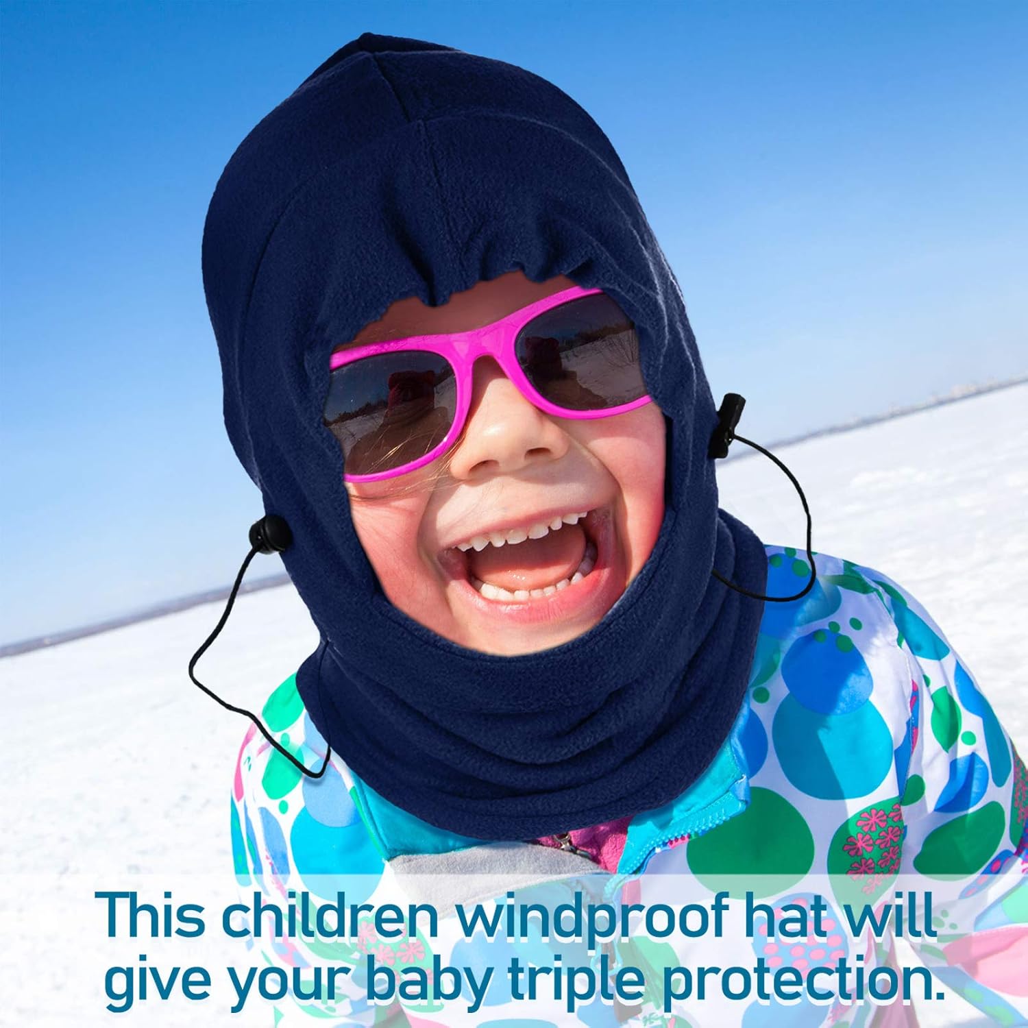 Kid Winter Windproof Hat Fleece Gloves Children Balaclava Ski (Navy Blue, Grey): Clothing, Shoes & Jewelry