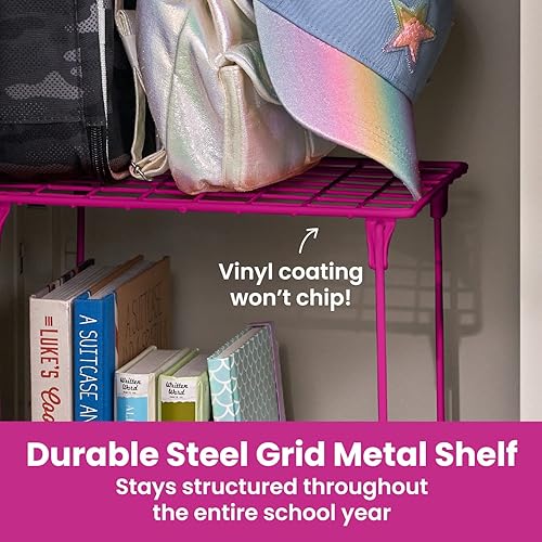 Miniatura 4 de LockerMate Kit organizador de casillero de 7 piezas, incluye estante de casillero, espejo, pizarra blanca, taza de almacenamiento y marcador de