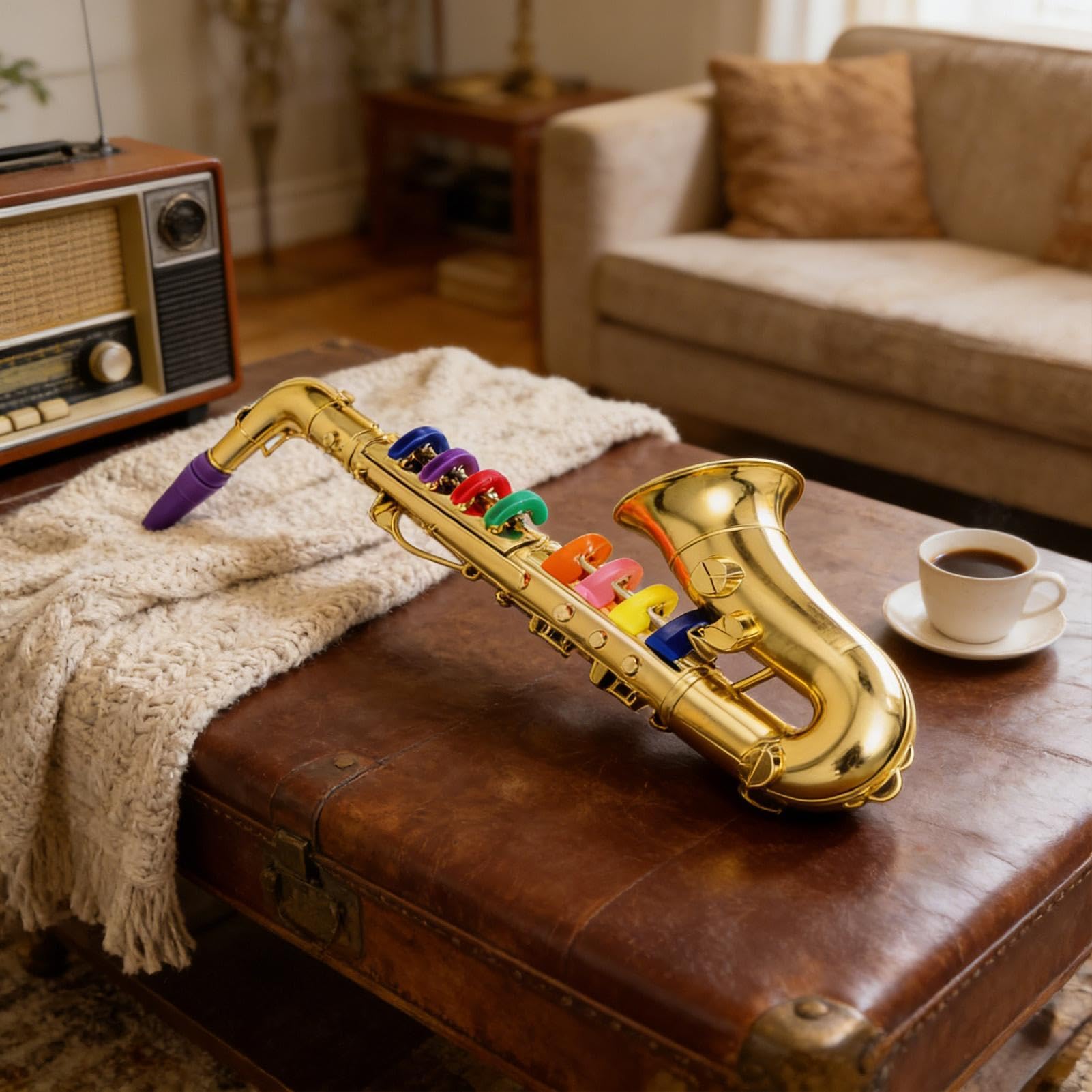 Saxophone pour Enfant, Jouet Saxophone Miniature Portable Instrument De Musique Enfant Jouet Musical Éducatif pour Anniversaire Fête École Représentation Scène Jeu De Rôle