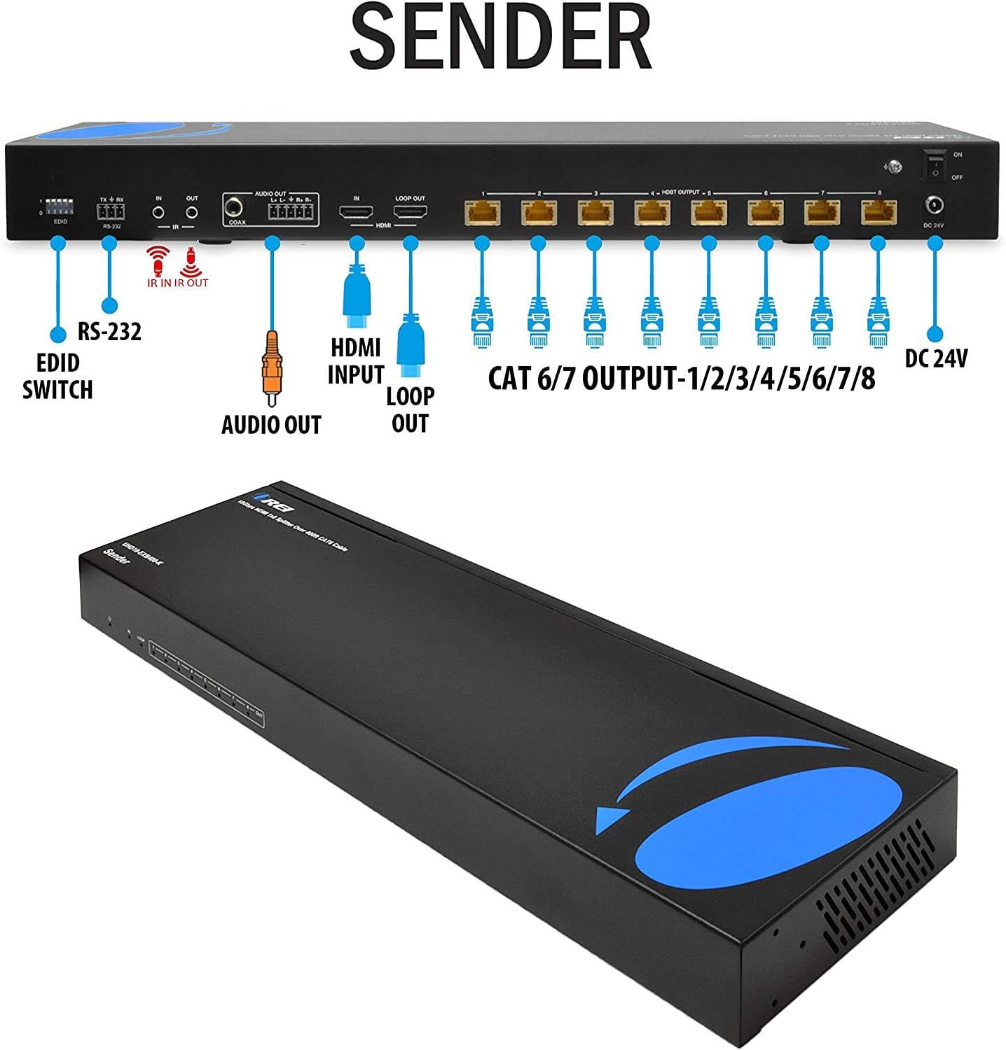 🛒 Flash Sale 1x8 HDMI Extender Splitter HDBaseT 4K by OREI Multiple Over Single Cable CAT6/7 4K@60Hz 4:4:4 HDCP 2.2 with IR Remote EDID Management, HDR - Up to 400 Ft - Loop Out - Low Latency - Full Support 🛒 Crazy Deals 1x8 HDMI Extender Splitter HDBaseT 4K by OREI Multiple Over Single Cable CAT6/7 4K@60Hz 4:4:4 HDCP 2.2 with IR Remote EDID Management, HDR - Up to 400 Ft - Loop Out - Low Latency - Full Support
