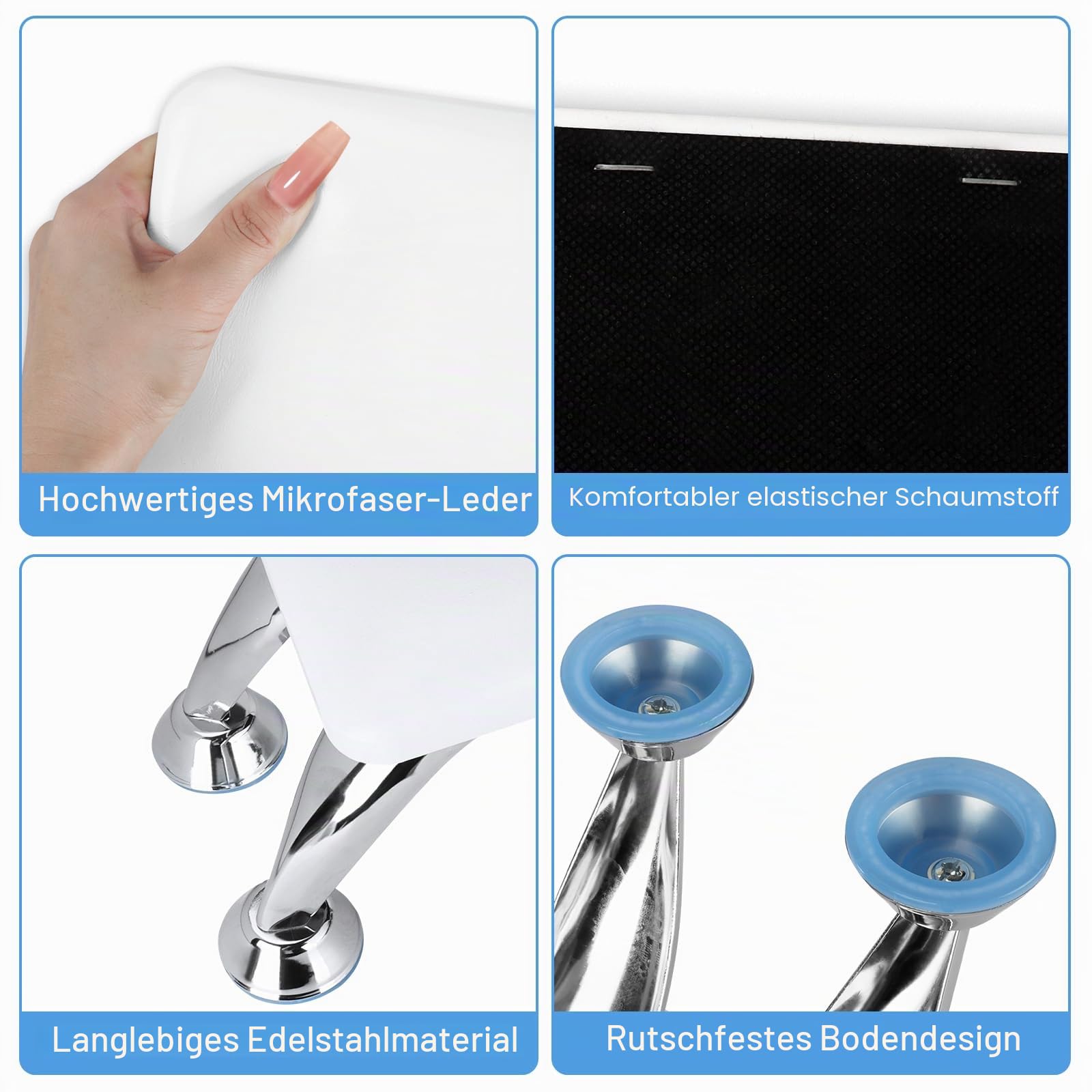 Nagel Armauflage Handkissen,Nagel Handkissen,Nagel Armlehne Kissen mit Edelstahlhalterung,PU Leather handauflage nageldesign für Maniküre Salon und Zuhause,Weiches und Wasserdichtes (Weiß)