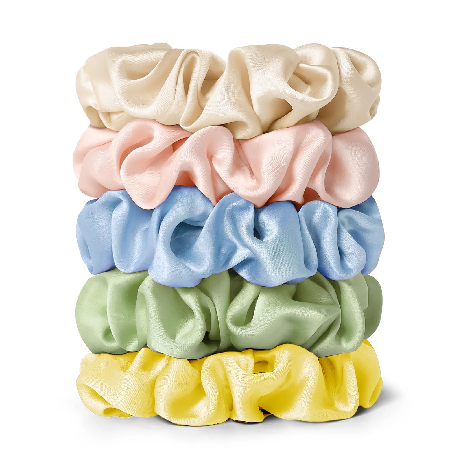 LILYSILK Women's 100% Silk Hair Scrunchies Ladies Elastic Hair Tie Bobbles Ponytail Holders for All Hair Type and Conditions and Preventing Hair Frizz Breakage Loss,Gradient Set