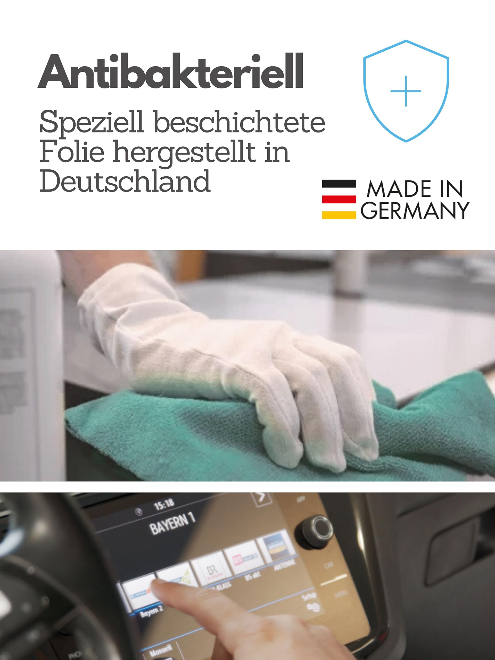 DISSKIN® Displayschutzfolie Kompatibel zu Skoda Octavia IV 10 Zoll (bis 01/2024) - selbstheilend durch Wärme, Matt, antibakterielle Beschichtung, Anti-Fingerabdruck