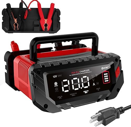 Cargador de batería de 20 amperios, 12 V24 V, cargador de batería inteligente totalmente automático, litio, cargador de flotador Lifepo4, cargador