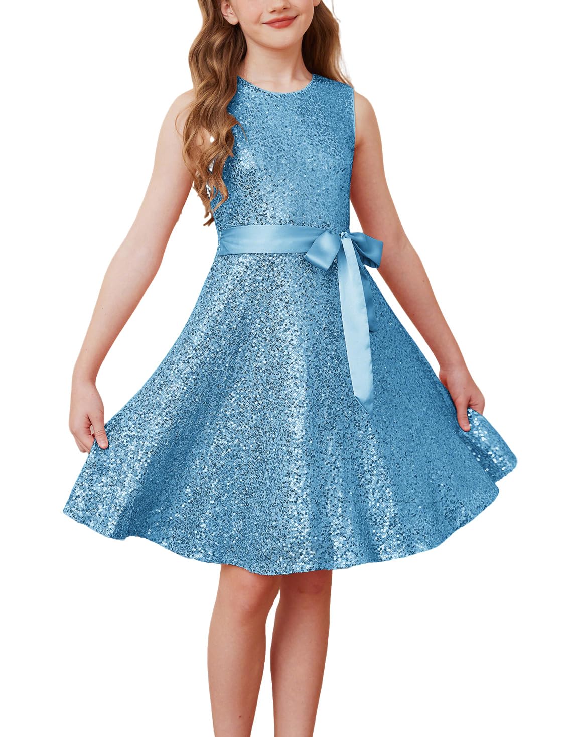 GRACE KARIN Abito Elegante Per Ragazza 7-12 Anni – Spalline Sottili, Senza Maniche, Lunghezza Caviglia, In Chiffon Con Cintura