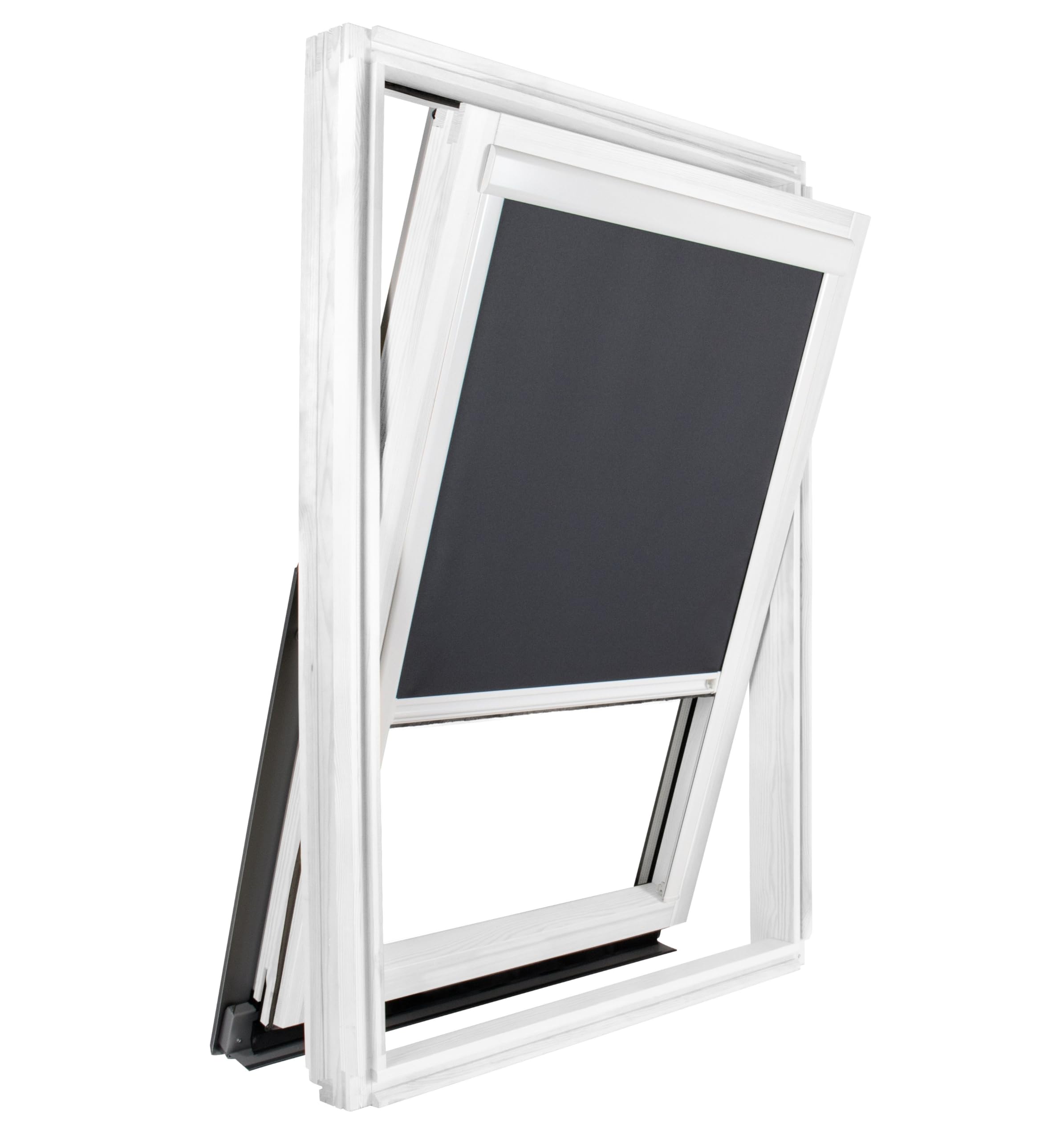 Store Occultant Compatible Velux ® – Dimension MK08 – ossature Blanche – Toile Gris Anthracite