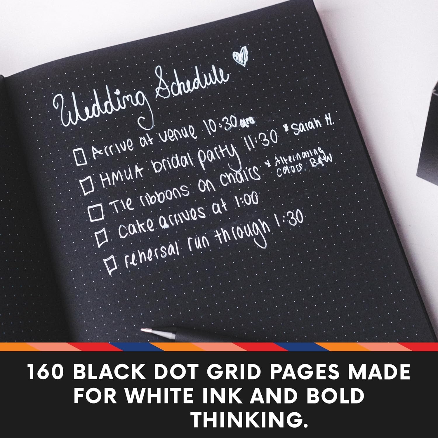 Notsu Pitch Black Paper Notebook B5 Dotted Journal 2pk | Minimalist Bullet Dot Grids with 160 Black Pages of Premium Thick 150gsm Paper, Vegan Leather Hardcovers