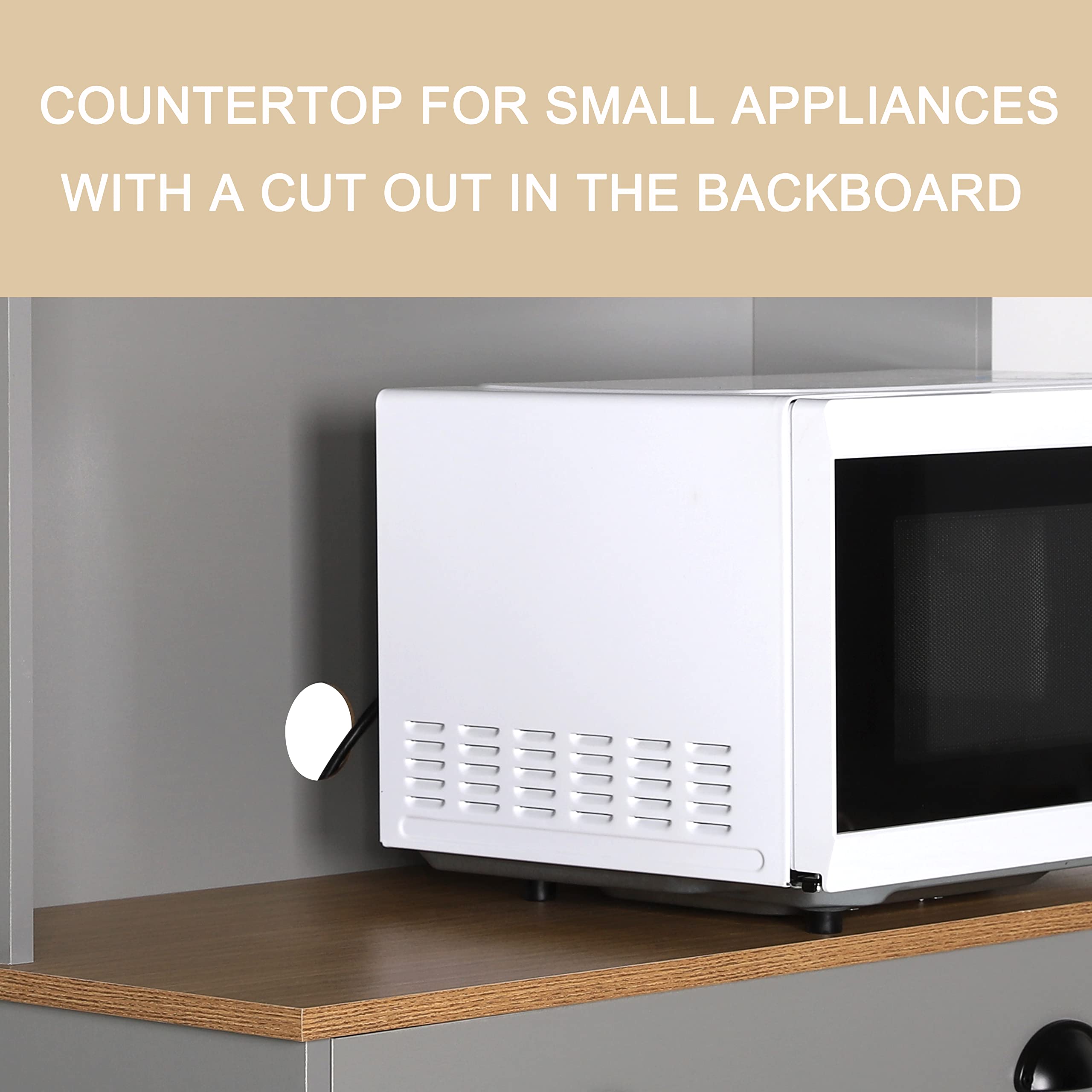 MUPATER 72'' Kitchen Pantry Storage Hutch with Microwave Stand