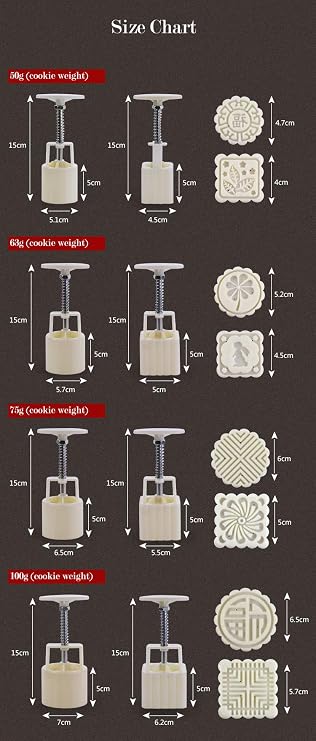 Cookie Stamp Moon Cake Mold Stamps,Cookie Press Mid Autumn Festival DIY Decoration Press Cookie Cutter Mold Round Cookie Biscuit Cutter Set Fondant Cake Decoration (Round 4 Traditional flowers,75g)