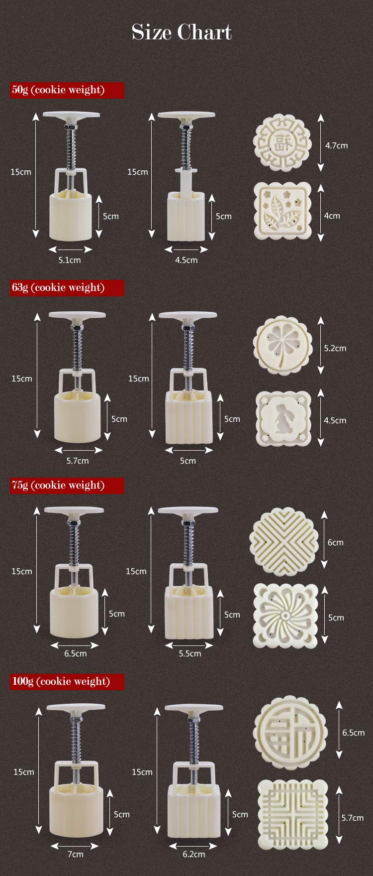 Pebbles Stamp Moon Cake Stamp, Pebbles Press Mid Autumn Festival DIY Decoration Press Pebbles Round Pebbles Pebbles Set Fondant Cake Decoration(Round Flowers,50g) 3