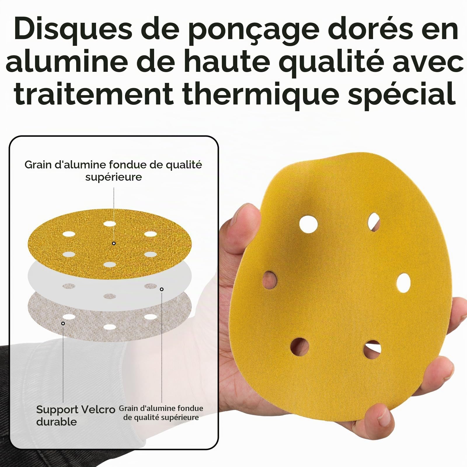 STEBRUAM Disques Abrasifs 150mm,50 Pièces Abrasifs de Ponçage Ponceuse tampons ponçage ronds 6 trous Grain 80 pour Poncer Polir Dérouiller pour Ponceuse Excentrique