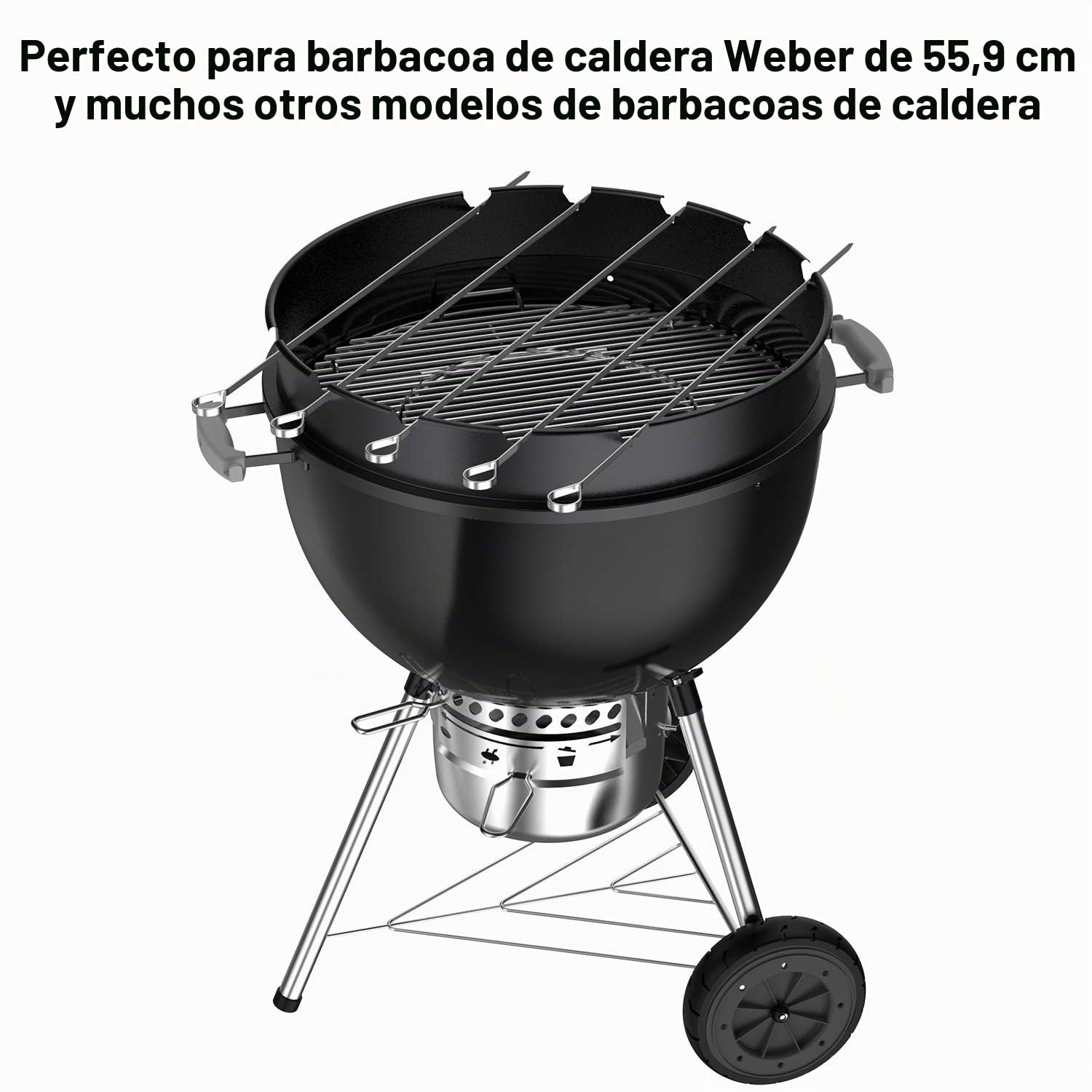 Onlyfire Anillo de asador con kit de brocheta para parrilla Weber de 57 cm | Accesorios de barbacoa para otras parrillas de carbón similares