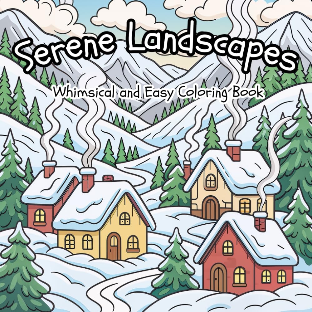 Serene Landscapes: Coloring Book for Adults and Teens | Featuring Nature Scenes with Whimsical and Easy Designs for Relaxation: (Whimsical & Easy Coloring Book)