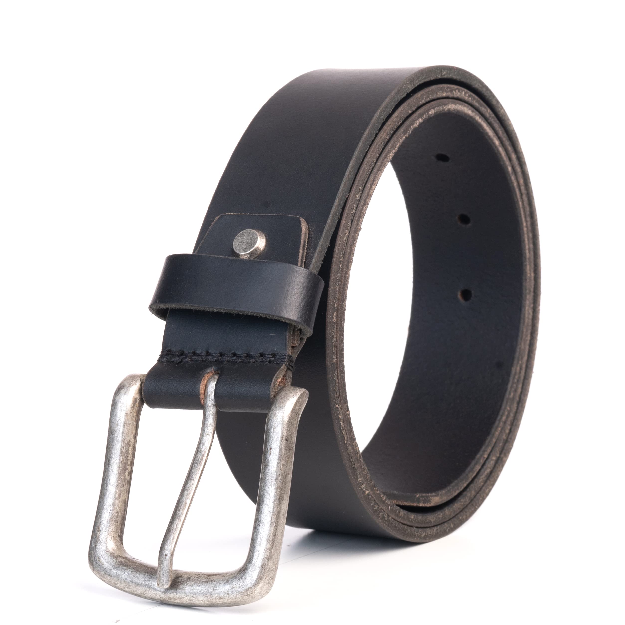 KERTZ Mens Leather Belt 38 mm Width Jeans Belts for Men Casual and Formal Wear Belt Full Grain Leather Belts (Black, Size in Inches (36