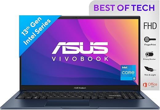 ASUS Vivobook 15, Intel Core i5-1335U 13th Gen,Thin and Light Laptop,15.6″ (39.62 cm) FHD, (16GB RAM /512GB/Windows11/Office 2021/Fingerprint/Quiet…